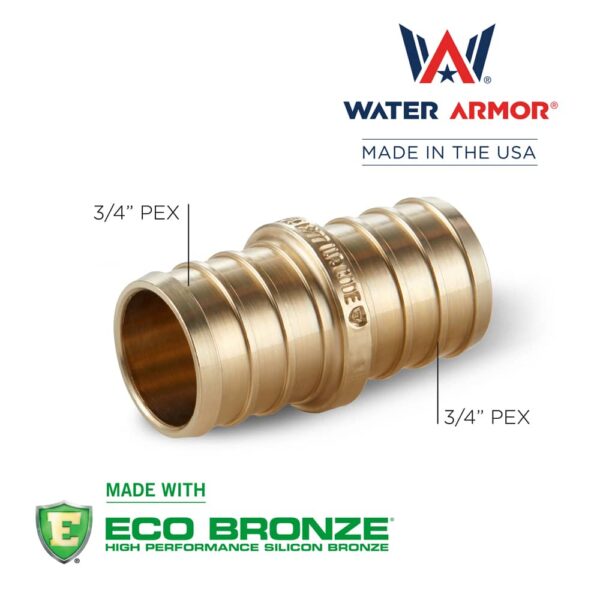 3/4" Brass PEX Coupling Eco Bronze