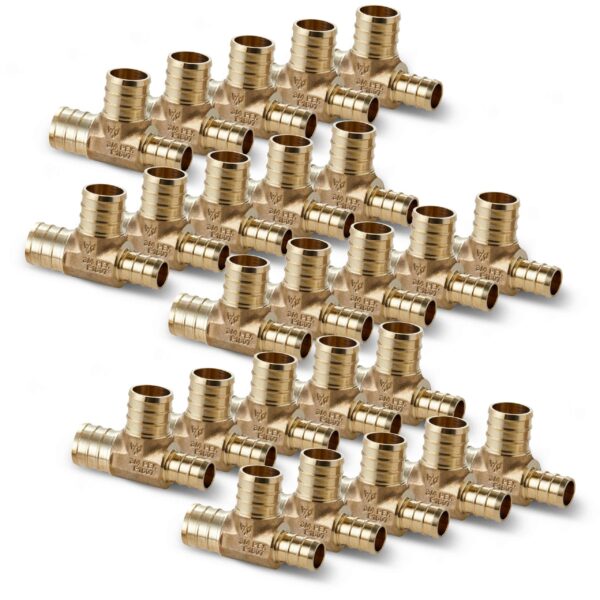 Water Armor 3/4" x 1/2" Brass Tee, 25 Pack