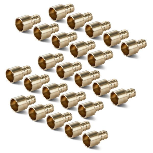 1/2" Brass PEX Female Sweat Adapter, 25 Pack