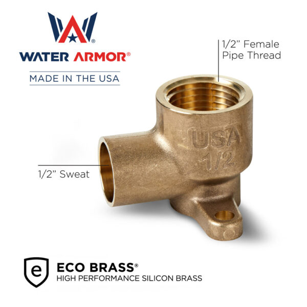 1/2" Female Sweat x 1/2" FNPT Drop Ear Elbow Eco Brass