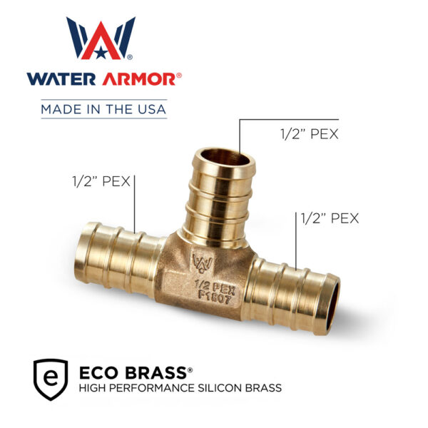 1/2" Brass PEX Tee Eco Brass