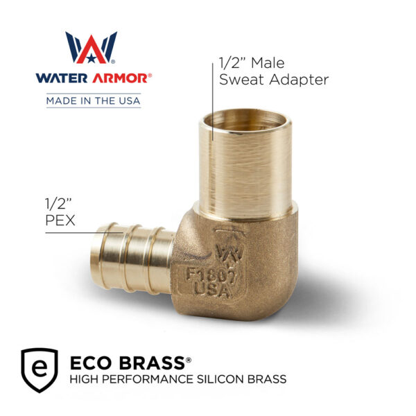 1/2" PEX x 1/2" Male Sweat Adapter Elbow Eco Brass