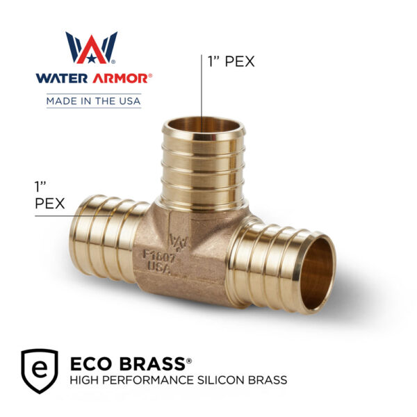 1" x 1" Brass PEX Tee Eco Brass