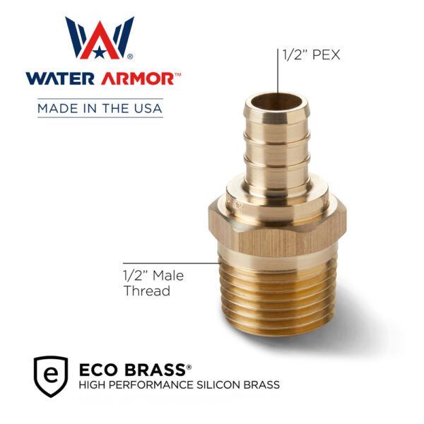 1/2" PEX x 1/2" MNPT Brass Adapter Eco Brass